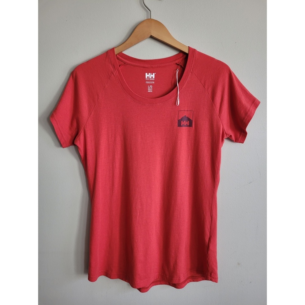 Helly Hansen Womens Shirt Size L Red Short Sleeve